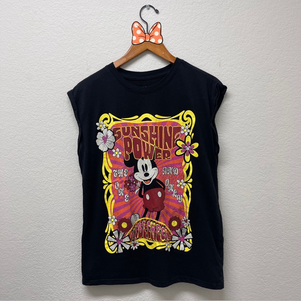 DISNEY Mickey Mouse Retro Black Muscle Tee Sunshine Power X Large